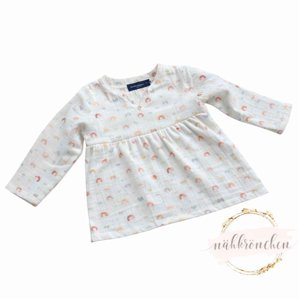 Musselin Bluse „Regenbogen“ – Handmade