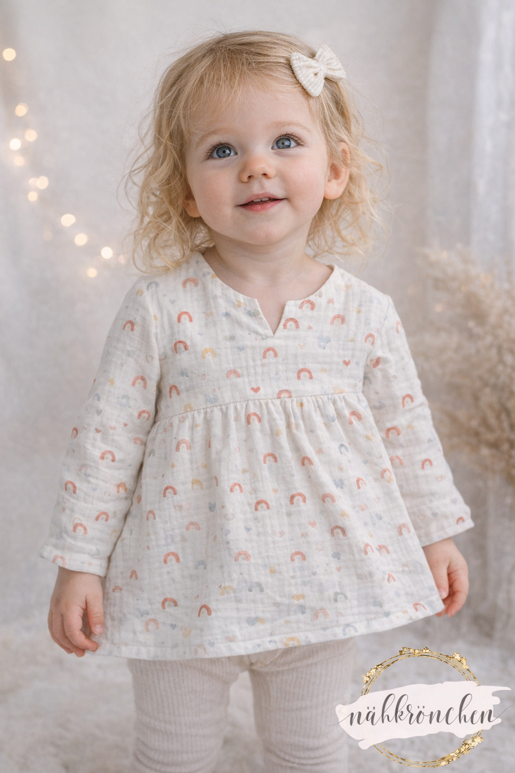 Musselin Bluse „Regenbogen“ – Handmade