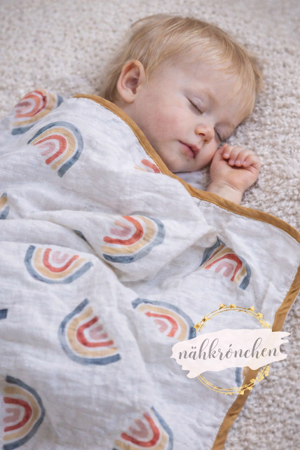 Musselin Decke „Regenbogen“ – Handmade
