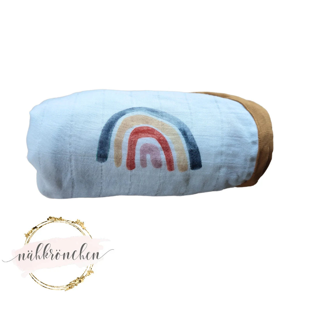 Musselin Decke „Regenbogen“ – Handmade